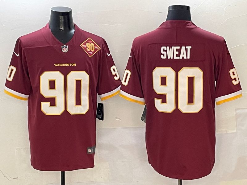 Men Washington Commanders 90 Sweat Red Second generation 2025 Nike Limited NFL Jersey style 3